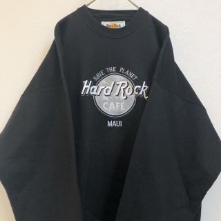 【超人気】ハードロックカフェ  スウェット　トレーナー　黒銀　90s 刺繍　ロゴ(スウェット)