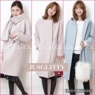 ジャスグリッティー(JUSGLITTY)のJUSGLITTY ストール付2wayコート　ジャスグリッティー　ノーカラー(ロングコート)