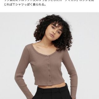 ユニクロ(UNIQLO)のコットンリブクロップドカーディガン　UNIQLO 新品未使用タグ付き(カーディガン)