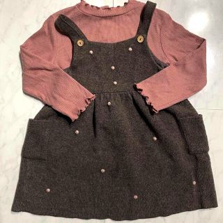 ザラキッズ(ZARA KIDS)のキウィ様専用カットソー　ドット刺繍　ニットワンピース　セット　104(ワンピース)