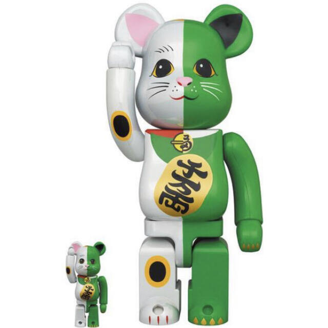 エンタメ/ホビーBE@RBRICK 招き猫 白×緑 100％ & 400％