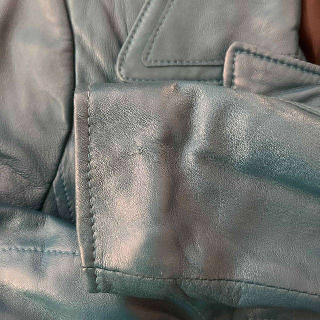 ワンスター　ダブルライダースジャケット　ブルー　水色　羊革