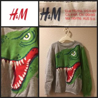 エイチアンドエム(H&M)のSakirin様専用【H&M】ティラノサウルス グレー&グリーンコットンセーター(ニット)