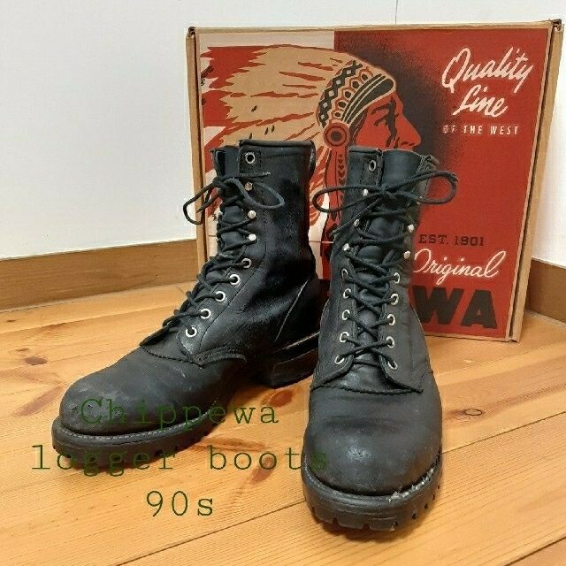 メンズ★旧ロゴ　旧タイプビブラム100番　チペワ　CHIPPEWA ロガーブーツ★