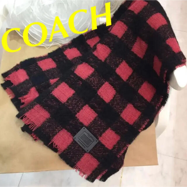 ウールCOACHコーチ マフラーチェック柄