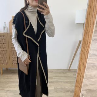 ザラ(ZARA)の新品タグ付き✦BLATE パイピングニットロングジレ(ロングコート)