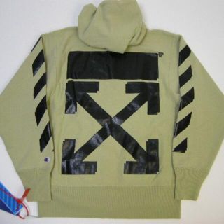 オフホワイト(OFF-WHITE)のXS■OFF-WHITE x CHAMPION新品本物スウェットパーカー■メンズ(スウェット)