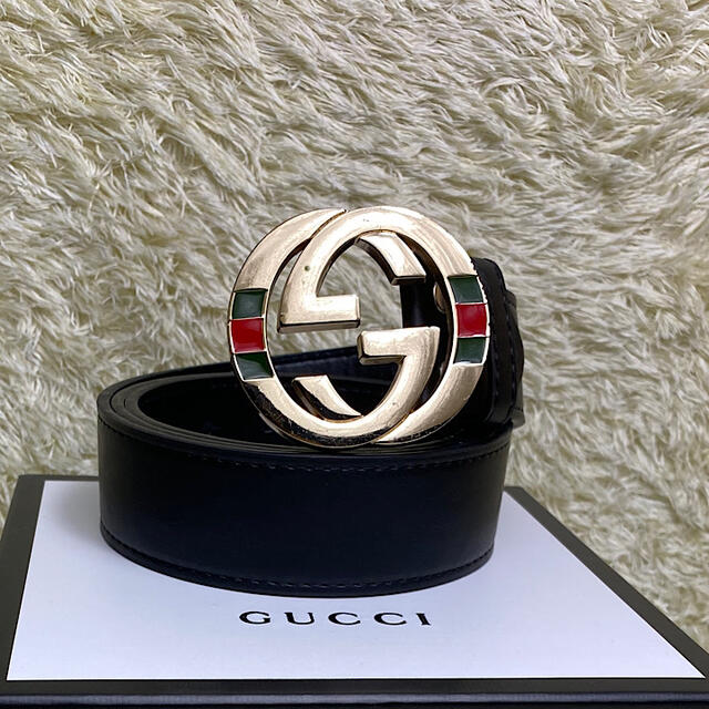 レア! GUCCI インターロッキング シェリーライン ゴールド レザー