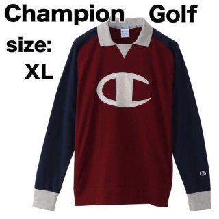 チャンピオン(Champion)のチャンピオン ガゼットポロシャツ ゴルフ 長袖 サイドリブ 防臭 XL マルーン(ウエア)