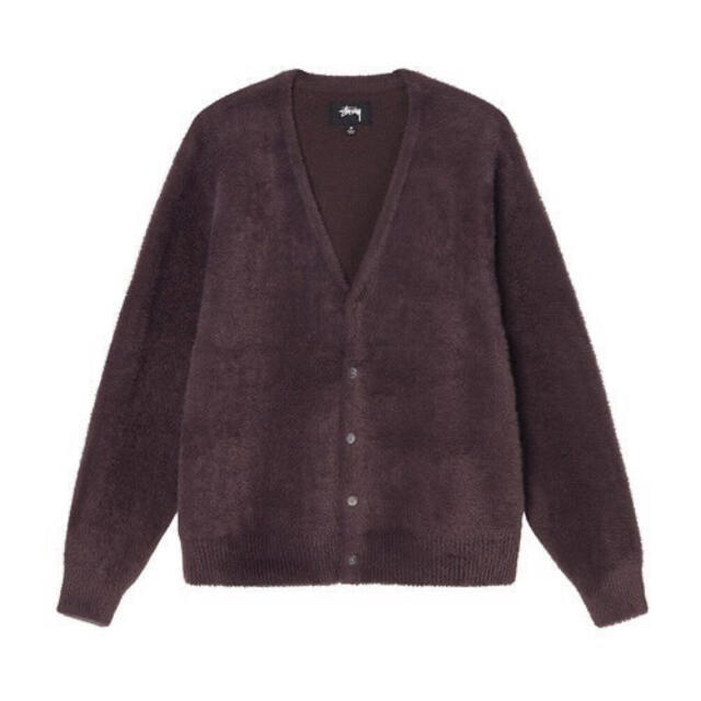 stussy shaggy cardigan eggplant Sトップス