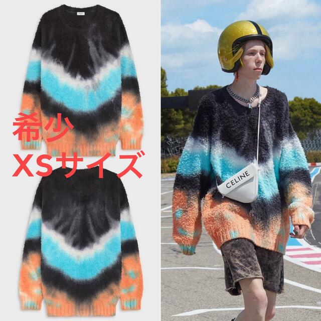 XS 完売品 CELINE タイダイ ニット スウェット デニム レザー シャツ