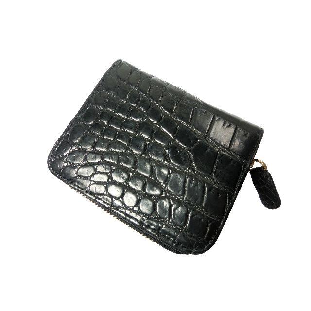 ★ [ブラック] クロコダイル 二つ折り財布 日本製
