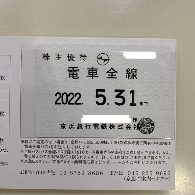 京急 株主優待乗車証 定期券タイプ(電車全線パス)① 鉄道乗車券