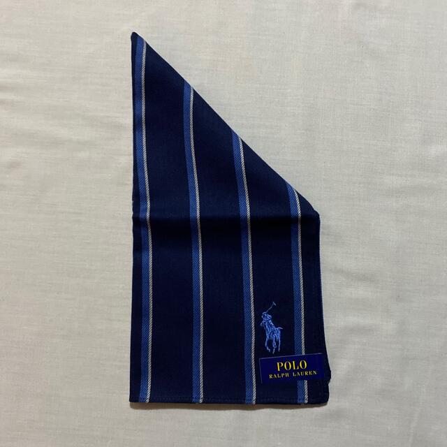 POLO RALPH LAUREN(ポロラルフローレン)のラルフローレン　ハンカチ　未使用品　ネイビー　ストライプ　#1249 メンズのファッション小物(ハンカチ/ポケットチーフ)の商品写真