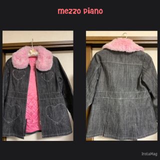 メゾピアノ(mezzo piano)のMEZZOPIANO メゾピアノ コート ダウン フェザー デニムフード 150(コート)