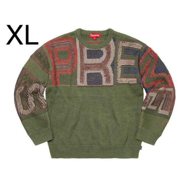 Supreme(シュプリーム)のSupreme Chenille Logo Sweater XL olive メンズのトップス(ニット/セーター)の商品写真