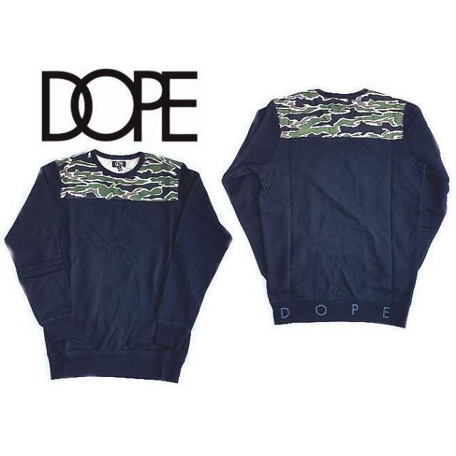 DOPE ドープ 迷彩柄 CAMO クルーネックトレーナー　ブラック