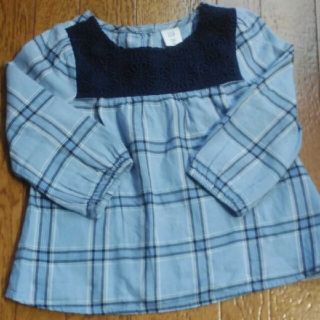 ベビーギャップ(babyGAP)のBabyGAP　襟元レースブラウス　チェック　スモック(ブラウス)