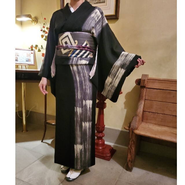 爆売り!】 撫松庵 小紋 猫 花札 黒 袷 ad-naturam.fr