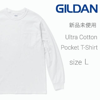 ギルタン(GILDAN)の新品未使用 ギルダン ウルトラコットンポケット付 長袖Tシャツ ホワイト L(Tシャツ/カットソー(七分/長袖))