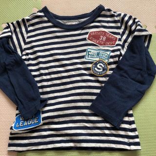 マザウェイズ(motherways)のボーダー重ね着風長袖Tシャツ120センチ(Tシャツ/カットソー)