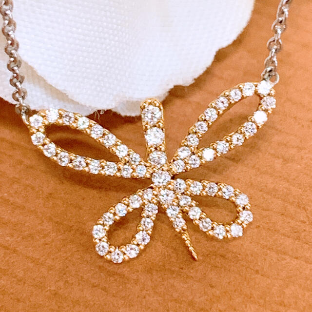 美品❣️D0.28ct✨コンビカラー❗️K18ダイヤネックレス K18ネックレス-