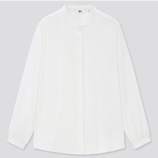 ユニクロ(UNIQLO)のユニクロ　レーヨンバンドカラーブラウス　長袖(シャツ/ブラウス(長袖/七分))