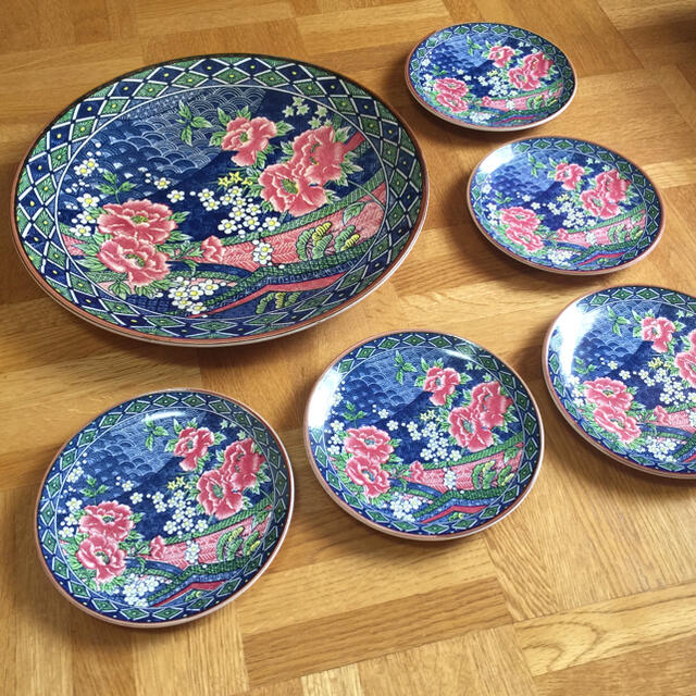 【新品未使用】夢関 大皿 直径31cm 京牡丹 牡丹 和陶 陶器 絵皿大皿 小皿