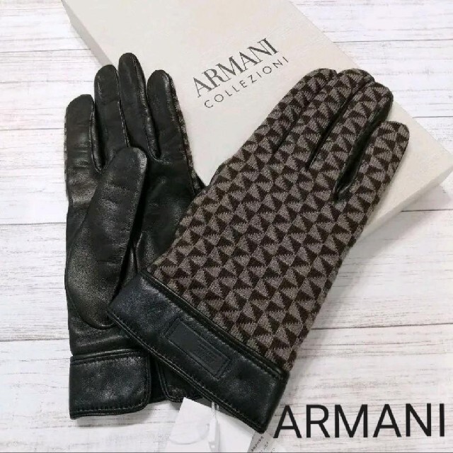 ARMANI COLLEZIONI(アルマーニ コレツィオーニ)の未使用品 ARMANI アルマーニ コレツォーニ 革 手袋  26 Mサイズ メンズのファッション小物(手袋)の商品写真