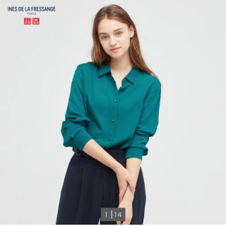 ユニクロ(UNIQLO)の新品タグ付き　ユニクロ　イネス・ド・ラ・フレサンジュ　シルクブラウス　L(シャツ/ブラウス(長袖/七分))