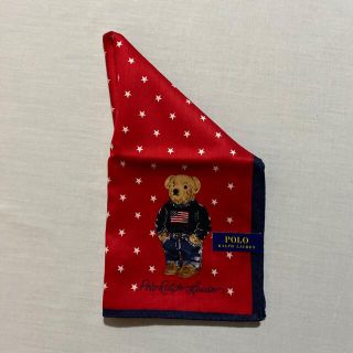 ポロラルフローレン(POLO RALPH LAUREN)のラルフローレン　ハンカチ　ポロベア　未使用品　レッド　#1250(ハンカチ)