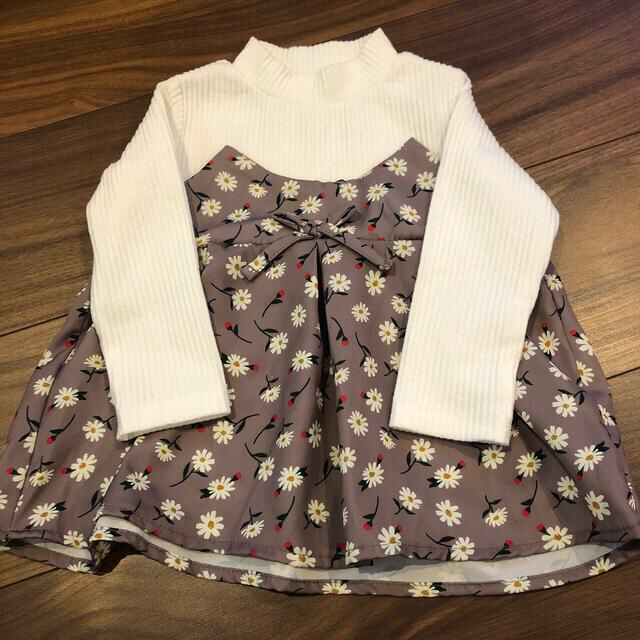 バースデー　長袖花柄チュニック キッズ/ベビー/マタニティのキッズ服女の子用(90cm~)(Tシャツ/カットソー)の商品写真