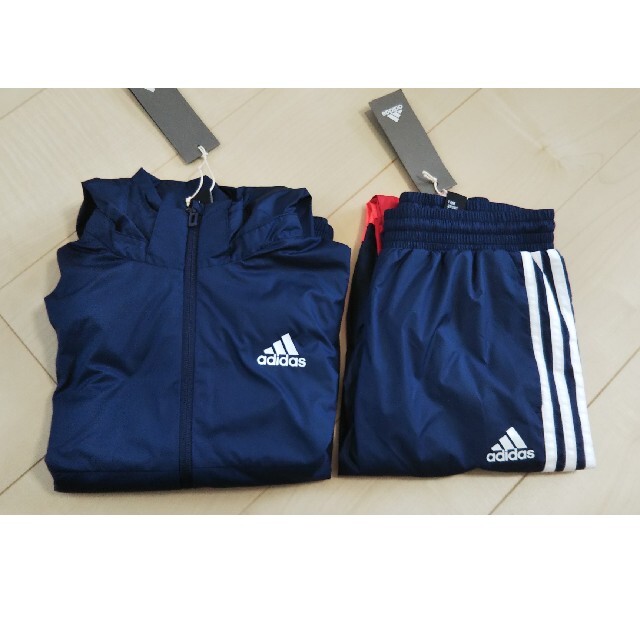 【秋物 新入荷!】〔アディダス/adidas〕140cm ウィンドブレーカー上下セット/ジャージ 黒 '20年製 裏起毛子供服 キッズ kids ジュニア 男の子 秋冬 409032