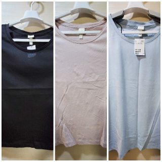 エイチアンドエム(H&M)の【H＆M】ベーシックTシャツ XL 3枚セット ブラック ピンク ブルー(Tシャツ(半袖/袖なし))