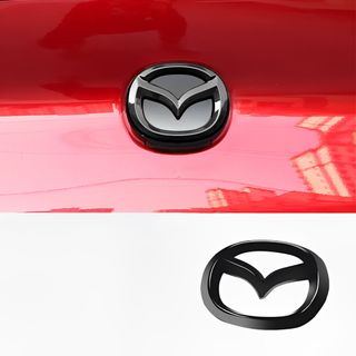 マツダ3 MAZDA3 黒色リアエンブレムカバー グロスブラック ガーニッシュ(車外アクセサリ)