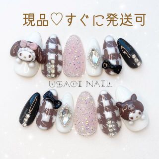 ♥現品♥ 千鳥格子✧*｡ 秋冬🤎 チョコ色頭巾🍫 お姉さんデザイン🤍