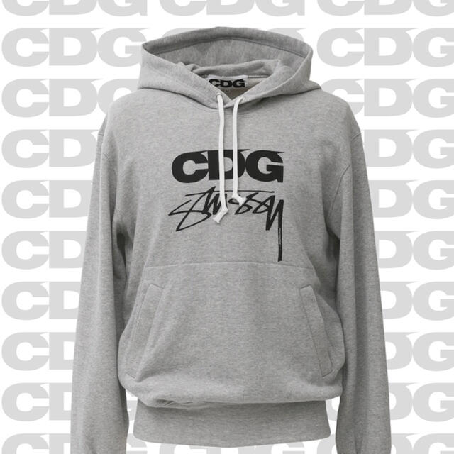 定価以下　stussy  × cdg hoodie グレー　ギャルソン