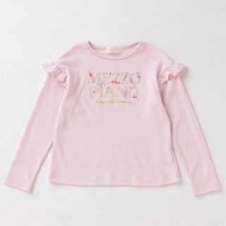 メゾピアノ(mezzo piano)のメゾピアノ  キャンディロゴ肩フリル長袖Tシャツ  110(Tシャツ/カットソー)