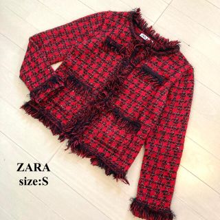 ザラ(ZARA)のZARA ザラ　ニットツイードジャケット　カーディガン(ノーカラージャケット)