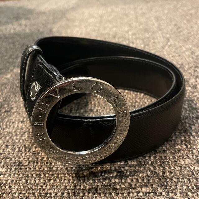 【BVLGARI】ベルト W90cm ブラック シルバー 黒銀丸ブランド