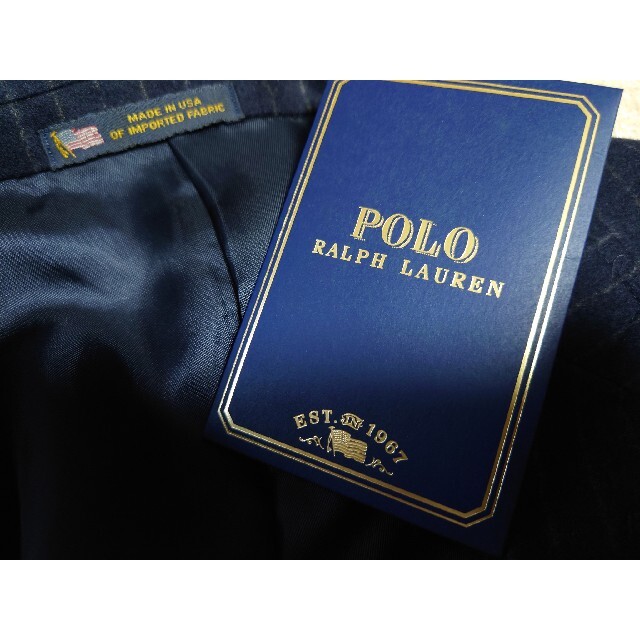 Ralph Lauren(ラルフローレン)のPOLO RALPH LAUREN ストライプ テーラードジャケット 40R 紺 メンズのジャケット/アウター(テーラードジャケット)の商品写真