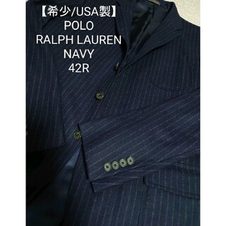 ラルフローレン(Ralph Lauren)のPOLO RALPH LAUREN ストライプ テーラードジャケット 40R 紺(テーラードジャケット)