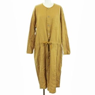 ズッカ 19AW コットンレーヨンツイルワンピース ロング 長袖 リボン M 茶