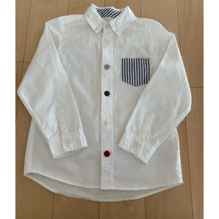 グローバルワーク(GLOBAL WORK)のグローバルワーク 白シャツ 長袖 Mサイズ 100〜110センチ(Tシャツ/カットソー)