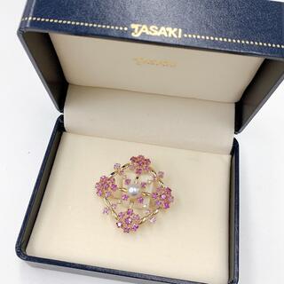 タサキ(TASAKI)のタサキ　ピンクサファイア　ダイヤモンド　0.08 パール　ブローチ　ペンダント(ブローチ/コサージュ)
