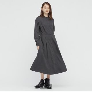 ユニクロ(UNIQLO)のソフトフランネルフレアワンピース(ロングワンピース/マキシワンピース)