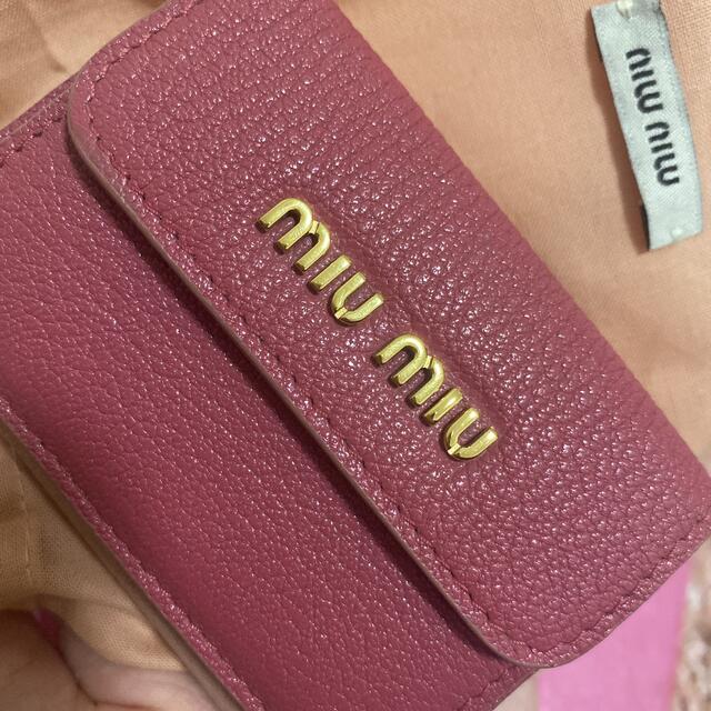 miu miu マドラスレザー 三つ折り財布 ピンク バイカラー