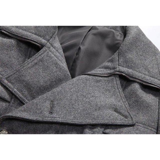 メンズ 冬 アウター Pコート ダークグレー コート ジャケット 無地 冬 メンズのジャケット/アウター(ピーコート)の商品写真