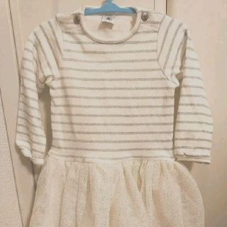 プチバトー(PETIT BATEAU)のプチバトー ワンピース ドレス ボーダー　チュール 18m 81　80(ワンピース)