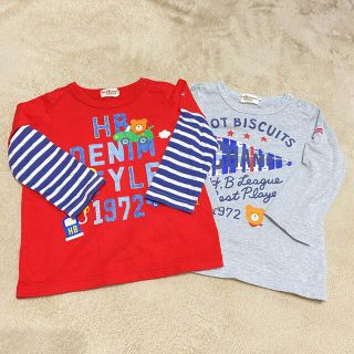 ホットビスケッツ(HOT BISCUITS)のミキハウス　ホットビスケッツ80cm長袖TシャツSET ビーンズ君(Ｔシャツ)